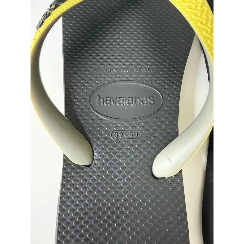 Havaianas Unisex Flip Flops Yellow/Black, size 39/40, Mens 8, Womens 9/10